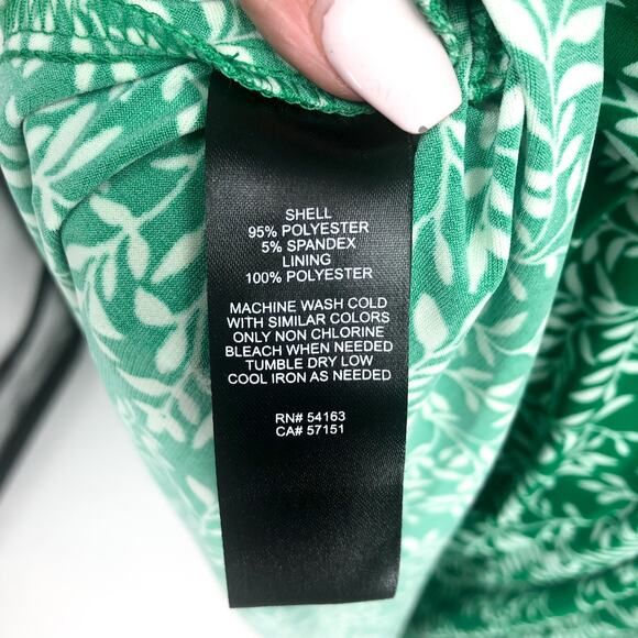 JESSICA HOWARD Faux Wrap Dress 14W Green Printed 3/4 Sleeve NWOT - Picture 9 of 10